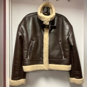 Pull & Bear Faux Shearling Aviator Jacket